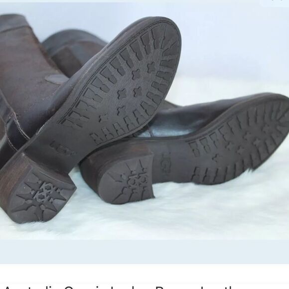 Ugg Australia Cassis Lodge Brown Leather Boots - Picture 6 of 7